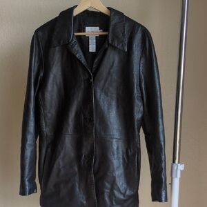 Calvin Klein Black Leather Jacket Classic Minimalist Design